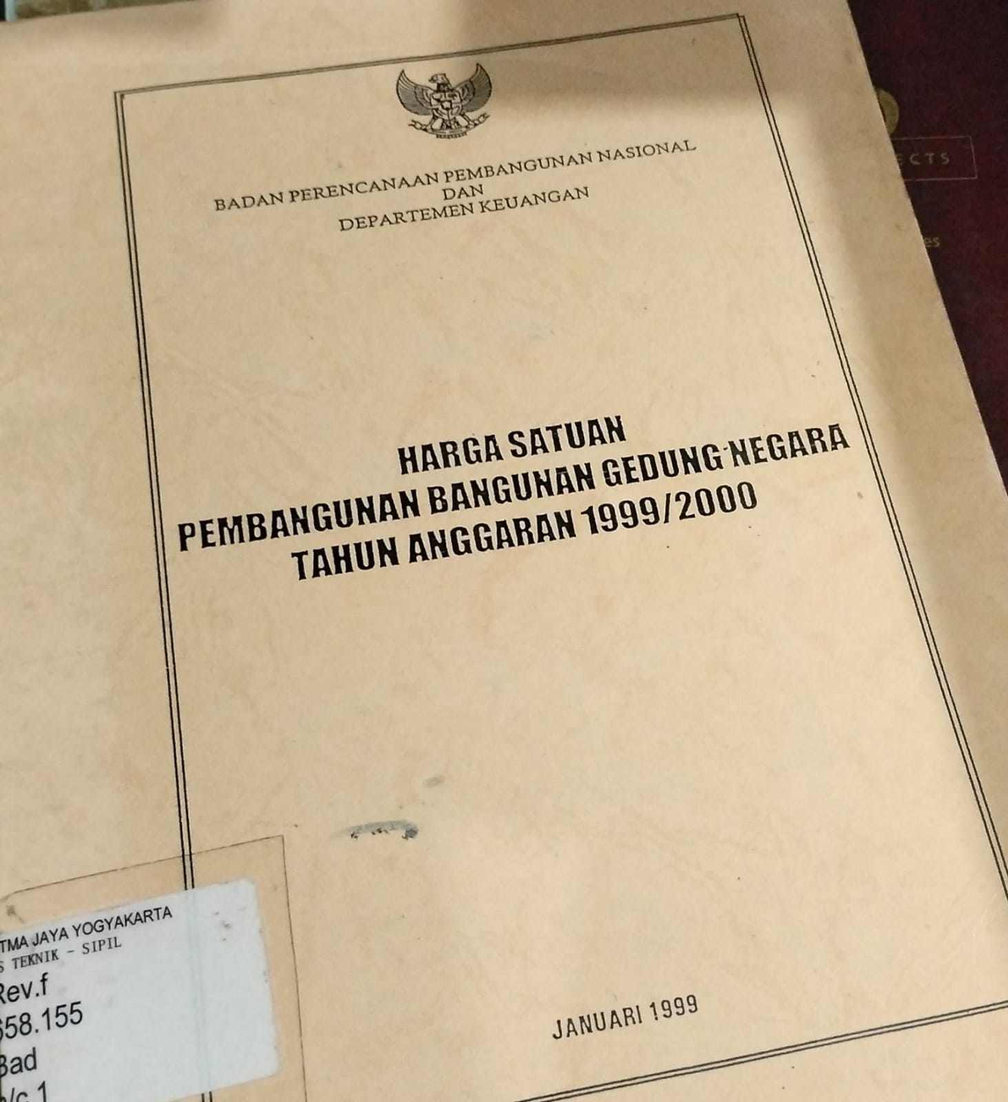 Harga satuan pembangunan bangunan gedung negara tahun anggaran 1999/2000